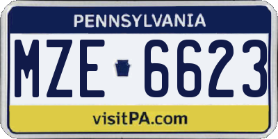 PA license plate MZE6623
