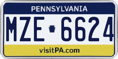 PA license plate MZE6624