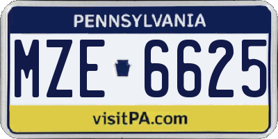 PA license plate MZE6625