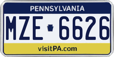 PA license plate MZE6626