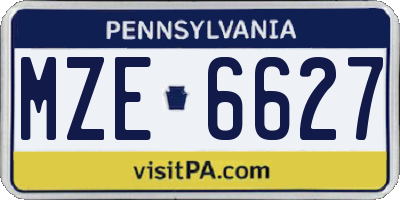 PA license plate MZE6627