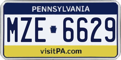 PA license plate MZE6629
