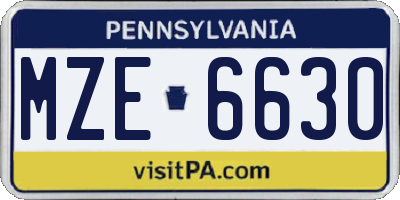 PA license plate MZE6630