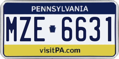PA license plate MZE6631