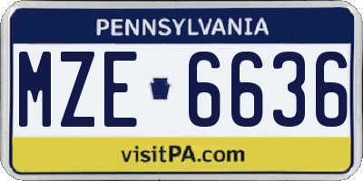 PA license plate MZE6636