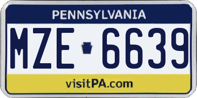 PA license plate MZE6639