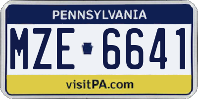 PA license plate MZE6641