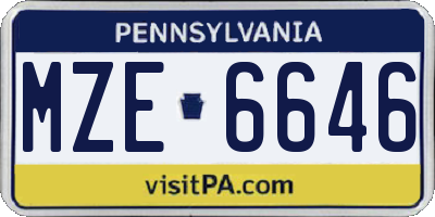 PA license plate MZE6646