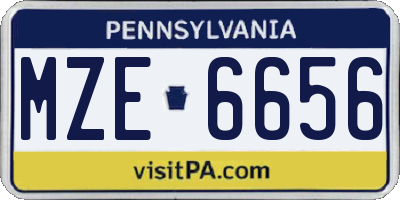 PA license plate MZE6656