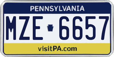 PA license plate MZE6657