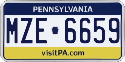 PA license plate MZE6659