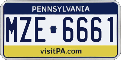 PA license plate MZE6661