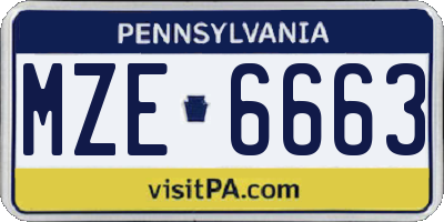 PA license plate MZE6663