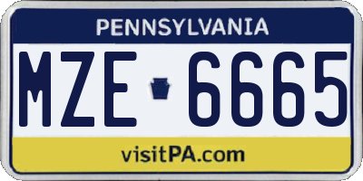 PA license plate MZE6665