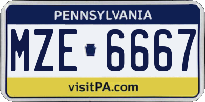 PA license plate MZE6667