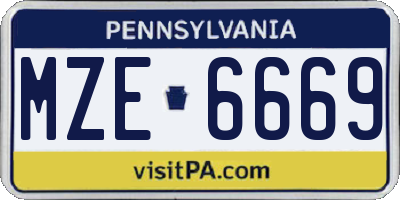 PA license plate MZE6669