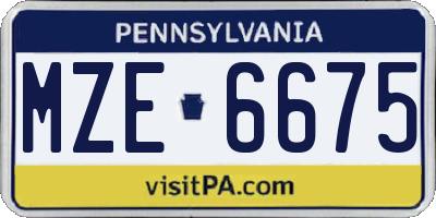 PA license plate MZE6675