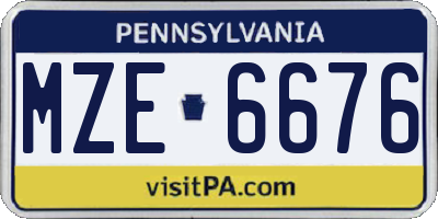PA license plate MZE6676