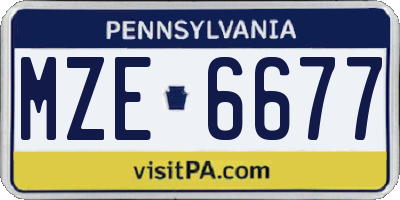 PA license plate MZE6677
