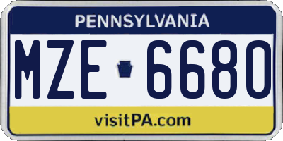 PA license plate MZE6680