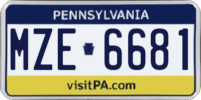 PA license plate MZE6681