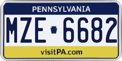 PA license plate MZE6682