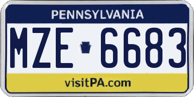 PA license plate MZE6683