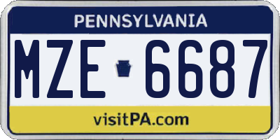 PA license plate MZE6687