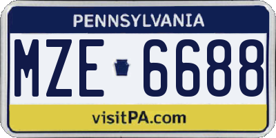 PA license plate MZE6688