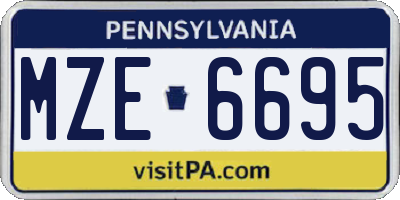 PA license plate MZE6695