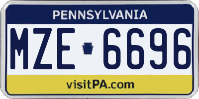 PA license plate MZE6696