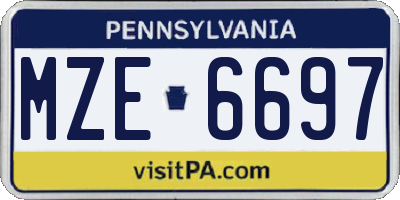 PA license plate MZE6697