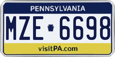 PA license plate MZE6698