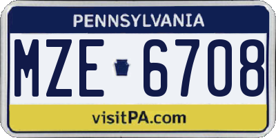 PA license plate MZE6708