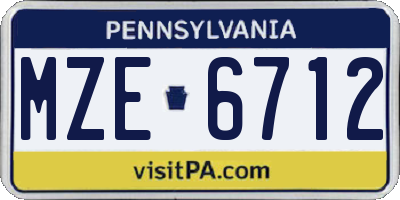 PA license plate MZE6712