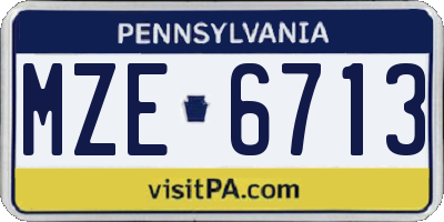 PA license plate MZE6713