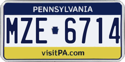 PA license plate MZE6714