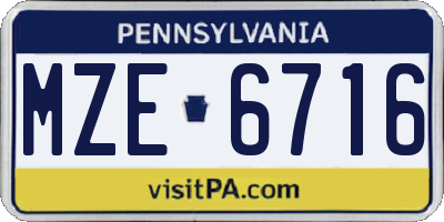 PA license plate MZE6716