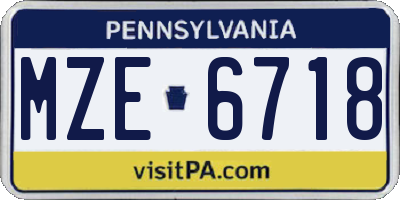 PA license plate MZE6718