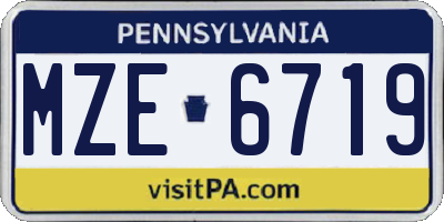 PA license plate MZE6719
