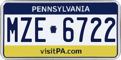 PA license plate MZE6722
