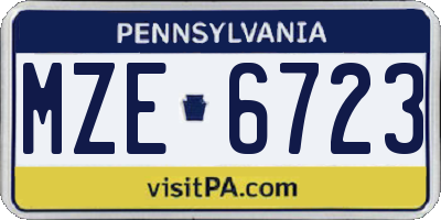 PA license plate MZE6723