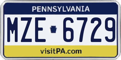 PA license plate MZE6729