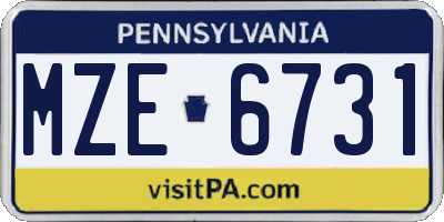 PA license plate MZE6731