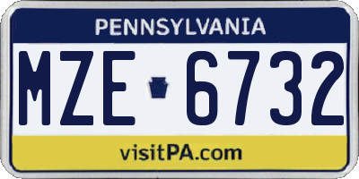 PA license plate MZE6732
