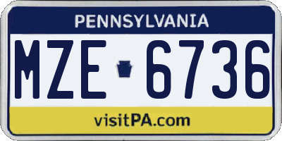 PA license plate MZE6736