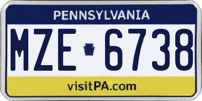 PA license plate MZE6738