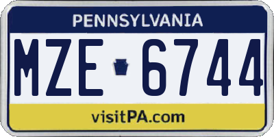 PA license plate MZE6744