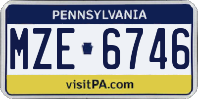 PA license plate MZE6746