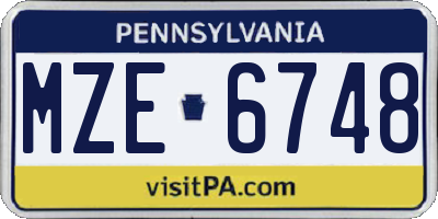 PA license plate MZE6748